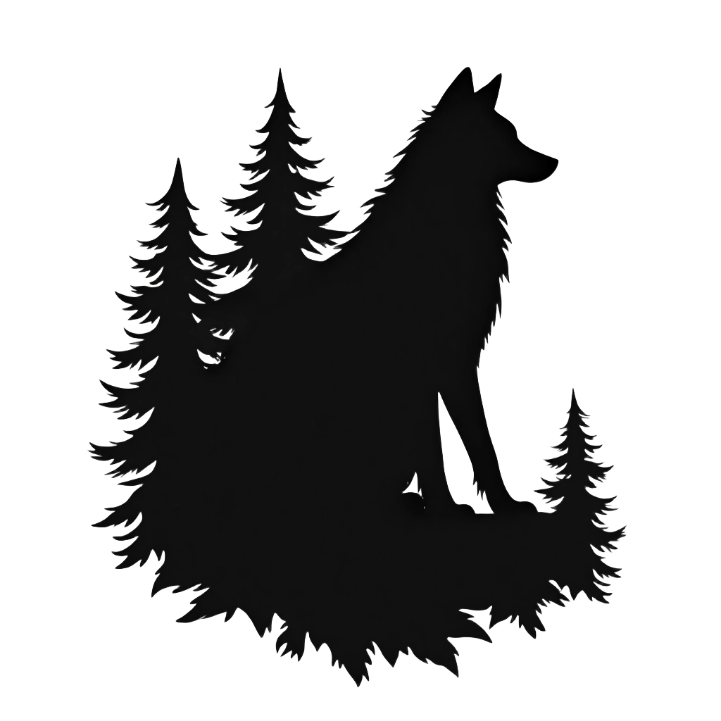 Wolf in the Forest Silhouette